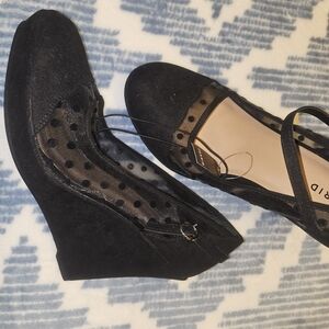 Torrid Black Wedges with Sheer Polka Dot Detail